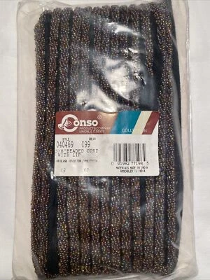 CONSO 3/8" Borde de cordón con cuentas con labio Carrete de 12 yardas Multicolor Semilla Cuentas de vidrio Foto 1 de 4