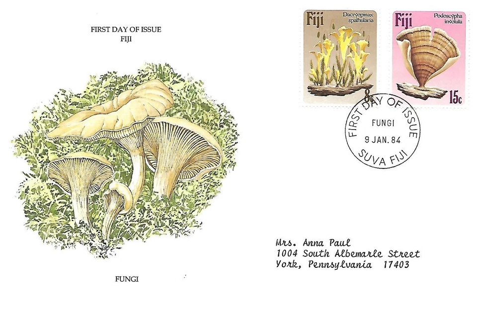 FIJI 1984 FIRST DAY COVER, PLANTS VARIOUS FUNGI  - Imagem 1 de 1