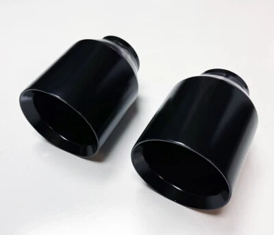 Pair Straight Cut 5" Black Exhaust Tips 3" for Dodge Charger Scat Pack SRT R/T - Image 1 of 2