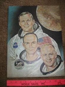 VINTAGE LARGE Man on the Moon PRINT Apollo11 - Picture 1 of 1