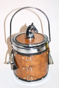 Horse themed vintage ice bucket with lid - VGC. - Picture 1 of 5