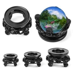 1 PCS Resin Crafts Black Round Carved Sphere Pedestal Crystal Ball Base Display - Picture 1 of 12