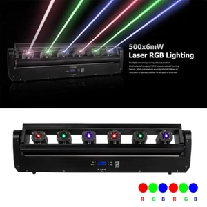 Laser Moving Head Light Bar 6x500mw 6 Eyes RGB Stage Beam DJ Disco Party Light - Picture 1 of 22