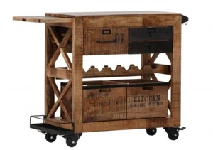 Casa Padrino Bar Trolley Servierwagen aus Mango Massivholz Barwagen - Bild 1 von 4