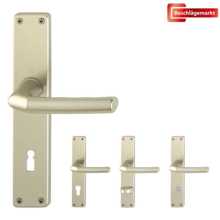 Hoppe Birmingham Türdrücker Langschildgarnitur BB/PZ/WC Alu F2 neusilber Klinke