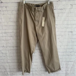NWT Zara Beige Straight Leg Jeans Cropped Womens Size 34 - Picture 1 of 12