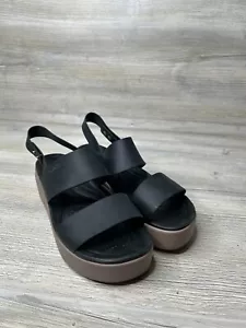 Women's Crocs Black LiteRide Brooklyn Low Wedge Platform Sandals SIZE 8 - Picture 1 of 6