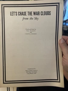 B 1952 Long Beach California Partituras Antiguerra Chase The War Clouds - Imagen 1 de 2