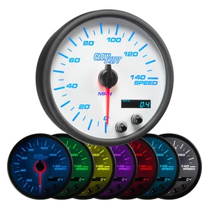 95mm White 7 Color 3 3/4 In Dash Speedometer Gauge w Digital Display - Picture 1 of 5