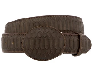Cintura abito cowboy marrone stampa serpente vera pelle fibbia rodeo rimovibile Cinto - Foto 1 di 4