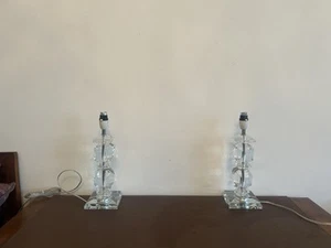 Two MAISON Heavy Faceted Crystal Glass Table Lamps Country Home Interior - Picture 1 of 15