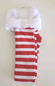 Claires Rojo y Blanco Papá Noel Navidad Sobre la Rodilla Calcetines Peludos en la Parte Superior Mujer NUEVO - Imagen 1 de 3