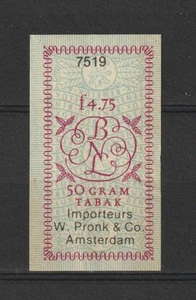 Netherlands Revenue stamp Accijns Banderol Cigarrettes Tobacco Fiscal Tabak 3 - Picture 1 of 1