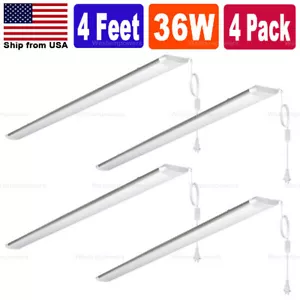 4 Pack LED Shop Light Utility Ceiling Garage Workshop Easy Mount LED 36W (144W)