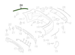 Mercedes-Benz Rear RH Outer Molding (1) - 2048851221 - For MBZ C-Class 2008-2011 - Picture 1 of 6