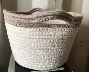 Cotton Rope-Storage Baskets-11x8x6 in, Decorative Woven Beige/Ivory-NEW - Picture 1 of 9