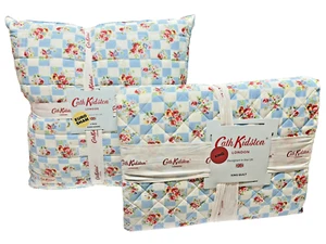 Cath Kidston DAISY ROSE Blue Floral Check Cottage KING Quilt & 2 Euro Shams NWT - Picture 1 of 10