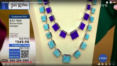 Jay King Gallery Sterling Silver Turquoise/Lapis Reversible 28" Necklace-$439.75 - Image 1 of 4