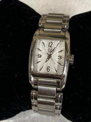 Reloj suizo Movado ESQ para mujer acero inoxidable E5321 esfera cuadrada plateada nuevo Batt Foto 1 de 4