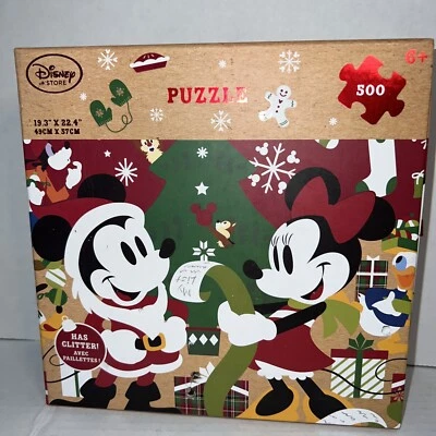 ORIGINAL DISNEY PARKS MICKEY MOUSE AND FRIENDS HOLIDAY GLITTER PUZZLE 500 PCS - Image 1 of 4