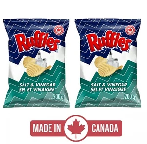 2-Pack Ruffles Salt & Vinegar Chips (200g) Bags Snacks Made in Canada Popular - Picture 1 of 8