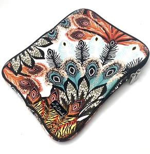 Bolsa para iPad Marca Playa Patrón Pluma de Pavo Real 11"x8" Forrada Suave- - Imagen 1 de 11