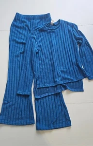 Girl's Long Sleeve Top Flare Leg Pants Set Blue Size 11 Y NEW - Picture 1 of 2