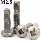 M2.5 Metric A2 Stainless Steel Phillips Pan Head Machine Screws Bolts DIN 7985A