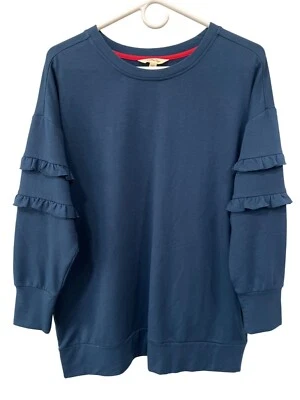 Matilda Jane Cider Boyfriend Sweatshirt Size XS Ruffle Sleeve Crewneck Teal Cozy - Image 1 of 4