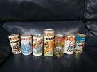Vintage Set of 7 Iron City Penguins and Pirates BEER CAN Pull Tab TOP OPEN empty