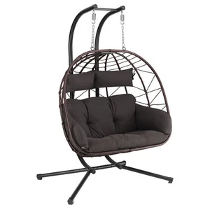 HinHocker Hängesessel für 2 Personen mit Gestell, Braun, XXL Sessel *B-Ware* - Bild 1 von 8
