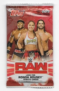 WWE RAW 2019 Wrestling Trading Card Sealed PACK Rowdy RONDA ROUSEY Tribute WWF - Picture 1 of 2
