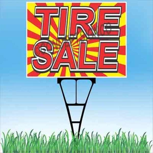 18"x24" Tire Sale Outdoor Yard Sign & Stake Sidewalk Lawn Used New Winter Tires - Picture 1 of 2