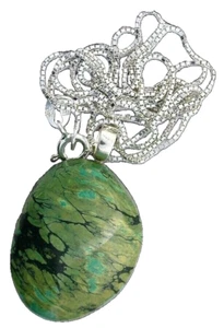 34,30 ct Spinnennetz Türkis Sterling 1 1/3 Zoll Anhänger 20" Box Kette EPPC231 - Bild 1 von 2