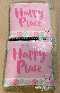 Shopkins Happy Places Pailletten Bommel Zierleiste Überwurfkissen - rosa neu mit Etikett - Bild 1 von 4