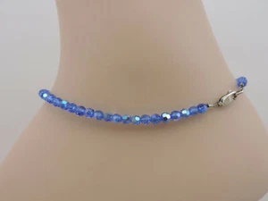 SWAROVSKI® Crystal Ankle Bracelet,Handmade,SAPPHIRE AURORA BOREALIS, Round Beads - Picture 1 of 4