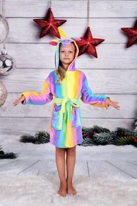 Kids Unicorn Rainbow Cozy BathRobe, Unicorn Sleepwear, Christmas Unicorn Gift - Picture 1 of 12