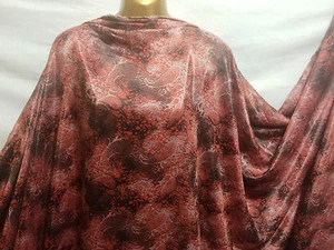 Silky Rayon Blend Coral Red/Charcoal Paisley Print  Dress/Craft Fabric*FREE P&P* - Picture 1 of 10