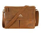 Laptop Messenger Bag Crazy Horse Leather Briefcase Shoulder Office Travel Bag
