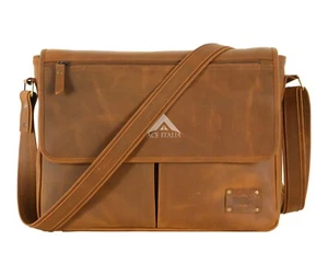 Laptop Messenger Bag Crazy Horse Leather Briefcase Shoulder Office Travel Bag - Picture 1 of 8