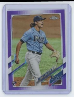 2021 Topps Chrome Update Purple Brent Honeywell Tampa Bay Rays #USC59 - Image 1 of 2