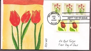 5¢ Tulips FDC- 2024- Award Winning Cachet in AFDCS Cachetmaker's Contest - Picture 1 of 1