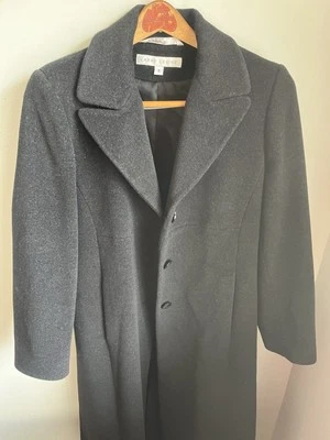 Abrigo Larry Levine Clásico Negro Lana Merino Talla 8 Forrado Silencioso Lujo Minimalista Foto 1 de 4