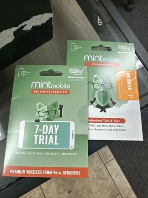 Mint Mobile Sim Cards 3 Month Unlimited Talk Text Data And 7 Day Trial BYOP New - Image 1 of 4