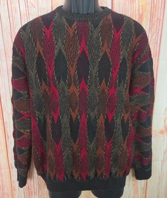 Montechiaro Wool & Acrylic Argyle Sweater Large Made In Italy - Image 1 of 4