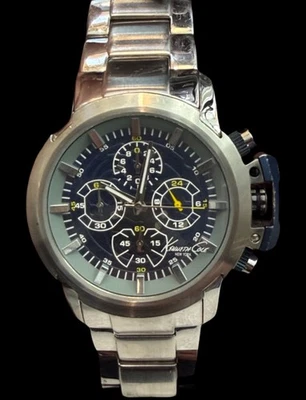 Reloj Kenneth Cole Vintage Hombre Pulsera Plateada Cronógrafo Deportivo FUNCIONA KC3831 Foto 1 de 4