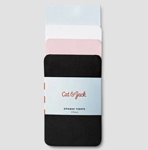3 Pairs Cat and Jack Girls 2-3T Opaque Tights Pink White And Black. NEW CL47 - Picture 1 of 1