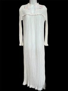 Vintage Christian Dior Lingerie White Gauze Nightgown Embroidered Floral Lace - Picture 1 of 14