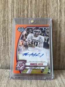 2024 Bowman U Chrome Football #PA-MR Marcel Reed /25 arancione automatico 1° Rookie A&M - Foto 1 di 2