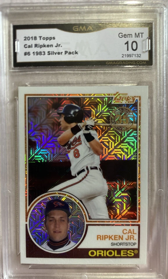 2018 TOPPS SILVER PACK 1983 CHROME PROMO #6 CAL RIPKEN JR. HOF GMA 10 - Imagem 1 de 2